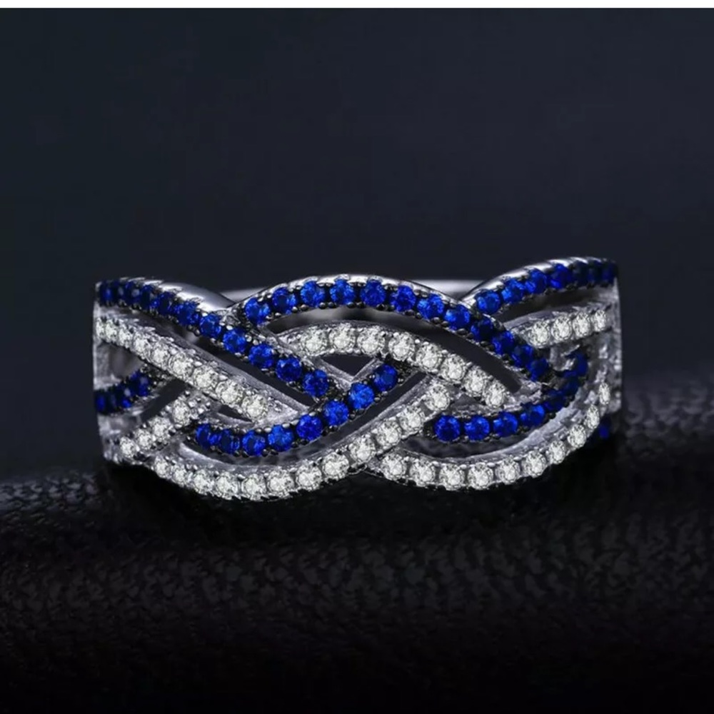 Infinity Ring S925 Silver Jewelry Blue Sapphire - Picture 3 of 4
